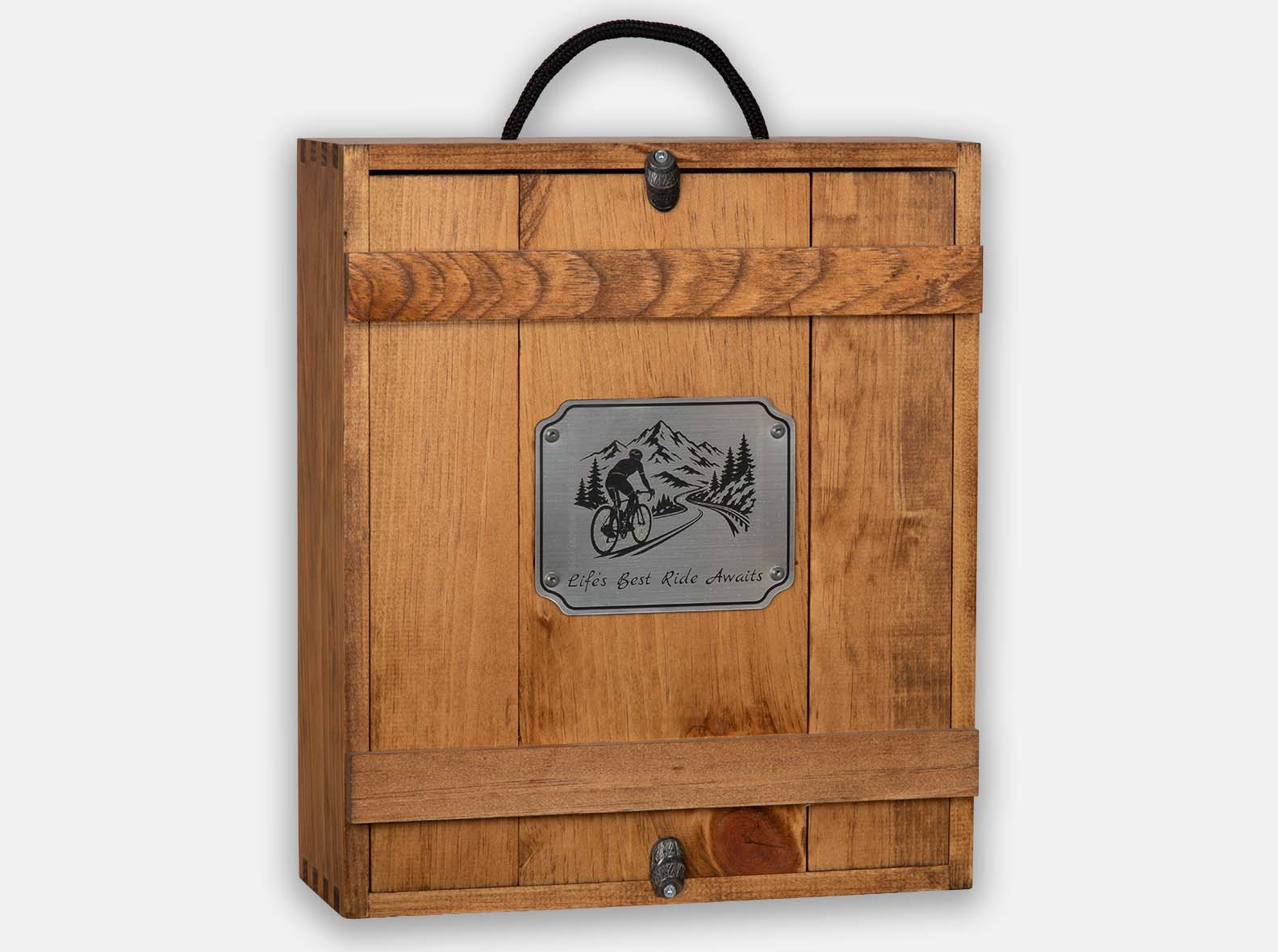 Custom wood retirement box built for a cycling enthusiast.